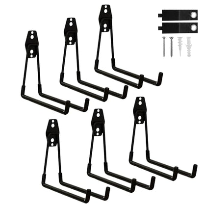 6 Pack Garage Hooks Heavy Duty with Anti-Slip Coating, Steel Utility Ladder Hooks for Hanging Garden Tools, Hoses, Ropes, Bikes and More (7.7in) - size: 7.7in