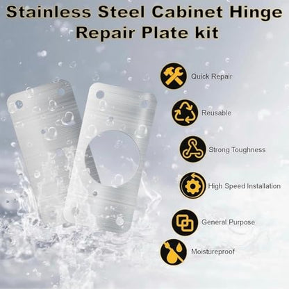 8 PCS Cabinet Hinge Repair Plate, Stainless Steel Cabinet Hinge Repair Kit, Hinge Repair Plate, Cabinet Repair Kit, Kitchen Cupboard Door Hinge Repair Plate, Hinges Repair Fixing Plates with Screw - size: Small-A