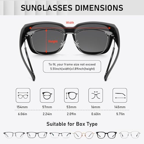 HAOLOTA Polarized Fit Over Glasses Sunglasses for Men Women,UV400 Protection Wrap Around Shades for Driving & Outdoor - color: Black/Grey + Grey/Grey + Grey/Blue