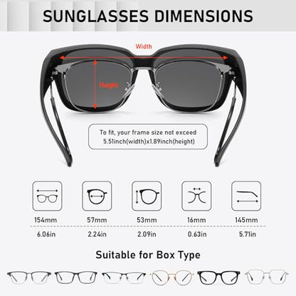 HAOLOTA Polarized Fit Over Glasses Sunglasses for Men Women,UV400 Protection Wrap Around Shades for Driving & Outdoor - color: A01 Black/Grey + Black/Grey + Black/Grey