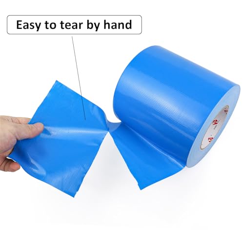 BOMEI PACK 6" Blue Duct Tape,Wider Roll,6 Inches x 60 Yards,9 Mil Thick Heavy Duty,Waterproof,Flexible,No Residue and Tear by Hand,Multi-Use for Indoor & Outdoor Repairs - color: Blue