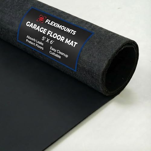 FLEXIMOUNTS 6' x 5' Garage Floor Mat Oil Spill Mat, Waterproof Garage Flooring for Cars & SUVs,Absorbent, Slip-Resistant, Quick Dry Carpet Fabric - size: 6' x 5' w/ PE Backing