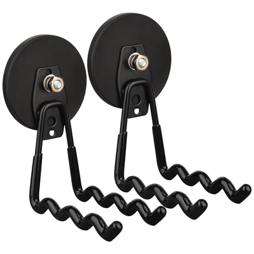 MUTUACTOR Super Power Magnetic Hooks Heavy Duty,2packs Strong Large Magnetic Hooks for Power Tools Organization Heavy Duty Hooks for Cordless Drills Impact Drivers Power Spanners Metal Tool Chest - style: 3.46in Magnet Wave Black Hooks 2PCS