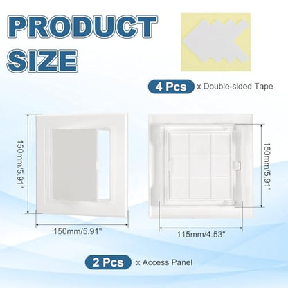 PATIKIL Access Panel for Drywall 5x5 Inch, 2 Set ABS Plastic Wall Hole Cover Access Door with Double-Sided Tape for Wall Ceiling Electrical, White