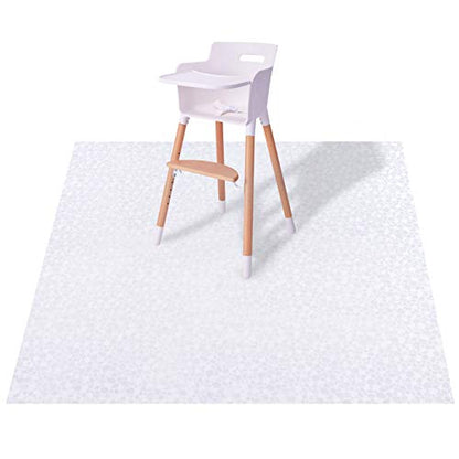 Plastic Splat Mat for Baby, Easy Cleaning Vinyl Floor Mat for Eating Messes, Waterproof High Chair Floor Protector Feeding Cover by MatLeya - size: 54 Inch (Pack of 1)