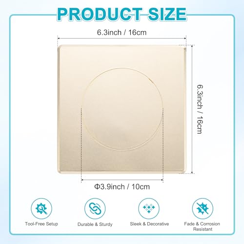 M METERXITY 1-Pack Access Panel for Drywall, 4x4 Inch Plastic Self Adhesive Wall Hole Cover Access Doors for Wiring Cable/Ceiling, Removable Plumbing Wall Panel [Gold Tone, Round] - color: Gold Tone