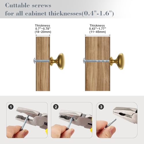POZEAN Cabinet Knobs Brushed Nickel 3 Pack Cabinet Handles Drawer Knobs Solid Knobs Brass with Screws for Dresser Drawer Cabinet Cupboard - Modern Kitchen, Bedroom and Bathroom Hardware,Brass - color: Brass, size: 3 Pack