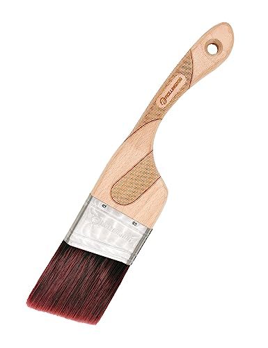 ROLLINGDOG 2 1/2 Inch (63.5mm) Angular Paint Brush with Ergonomic Well Balanced Claw Shaped Beech Wooden Handle, Easy Clean Premium Synthetic Filaments, Perfect for Cutting in and Other Detail Work - color: 2.5" Medium Bristles（pack of 1）