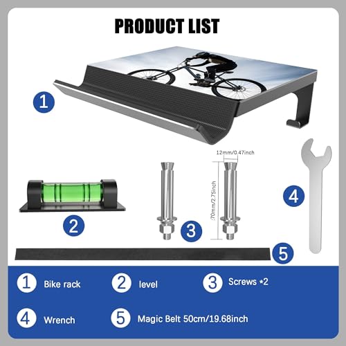 Bike Wall Mount - Horizontal Indoor Bike Rack for Garage Storage - Heavy Duty Bicycle Hanger Hook for Male Cyclists- Space Saving Wall Bike Mount for Road, Mountain and Hybrid Bikes in Garage(Men's)
