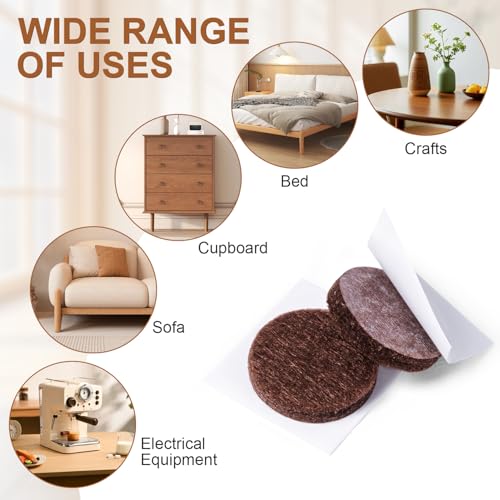 Felt Furniture Pads 224 PCS, 10 Sizes, Felt Pads for Chair Legs, Suitable for Round and Square Chair Legs, to Prevent Scratches, Reduce Noise and Protect the Floor (Brown) - size: 224pcs-brown