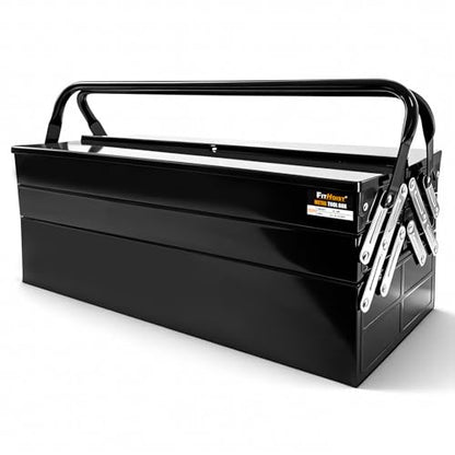 Metal Cantilever Tool Box, 3-Tier 5 Tray Fold Out Steel Tool Box with Handle, 22 inch Stack-able Portable Tool Storage Box Organizers Tool Chest for Household Factory Warehouse Repair Shop