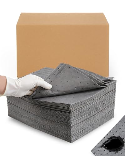 100 Pack 13.5"x17.5" Oil Absorbent Mat Pad New Upgrade | Heavy-Duty Absorption for Oil, Coolant & Liquids | Use in Home Garage, Workshop, Workbench & Under Sink | Spill Pads - size: 13.5x17.5 Inch