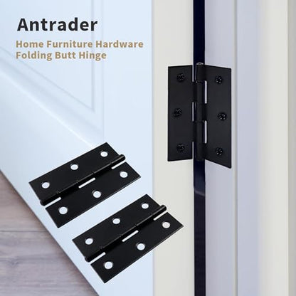 Antrader Cabinet Gate Closet Door Hinge 2-2/5'' Long Home Furniture Hardware Folding Butt Hinge Black Pack of 6 - color: Black, size: 2.36" x 1.47"