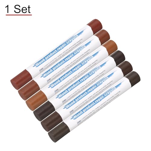 HARFINGTON Wood Filler Sticks 6 Colors Wooden Wax Touch Up Furniture Repair Crayons for Light Walnut, Walnut Straight Grain, Golden Sandalwood, Light, Dark Walnut, Dark Teak - color: Elegant Walnut Series