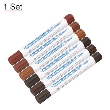 HARFINGTON Wood Filler Sticks 6 Colors Wooden Wax Touch Up Furniture Repair Crayons for Light Walnut, Walnut Straight Grain, Golden Sandalwood, Light, Dark Walnut, Dark Teak - color: Elegant Walnut Series