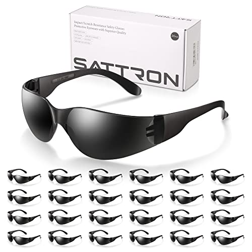 24 Pack of Tinted Safety Glasses (Protective Safety Sunglasses) Ploycarbonate Dark Smoke Lenses for UV Protection, Scratch & Impact Resistant, Perfect for Construction, Outdoor Work, Shooting and More - color: 24pack Black Tinted Lens