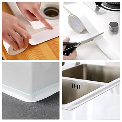 1.5" * 10.5' Kitchen & Bath Tape Caulk Strip, Upgraded Acrylic Glue PVC Self Adhesive Waterproof Caulking Sealing Tape, Decorative Sealant Trim for Kitchen Sink Toilet Bathtub (White) - style: White3.2M