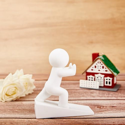Cute Door Stopper Wedge, Non-Slip Door Stops for Bottom of Door, Keep Doors Open for Kids Pets, White 1 Pack (Patented)