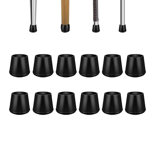 VOCOMO 1/2" Round Rubber Chair Leg Tips Caps, 8 Pack Extra Small Chair Leg Floor Protectors Small Furniture Legs Caps Non Slip Reduce Noise for Hardwood Floors (Black, Fit: 12mm to 13mm) - color: Black, size: 1/2" - 8Pack