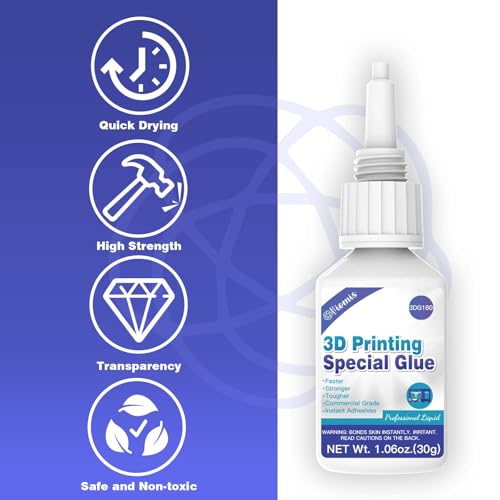 3D Printing Super Glue, Ultra-Thin Capillary Adhesive for PLA ABS PETG TPU, Professional Instant Bond for Micro Gaps & Seamless Post-Processing, Heat Resistant & Clear Finish, 30g - size: 30g*1, style: 3D Printing Glue