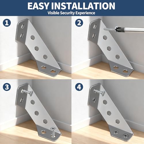 SOPAMI Universal Stainless Steel Corner Brackets 20PCS, Heavy Duty L Shape Furniture Corner Braces with Screws, Metal Angle Connector for Shelves, Cabinets, Tables, Beds, Woodworking Projects