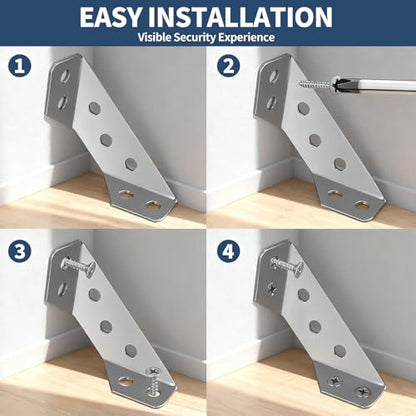 SOPAMI Universal Stainless Steel Corner Brackets 20PCS, Heavy Duty L Shape Furniture Corner Braces with Screws, Metal Angle Connector for Shelves, Cabinets, Tables, Beds, Woodworking Projects