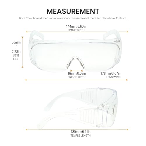 Calabria Fit Over Safety Glasses | Polarized Sunglasses Over Glasses | Wrap Around Anti-Fog | Scratch Resistant | Unisex - color: Clear