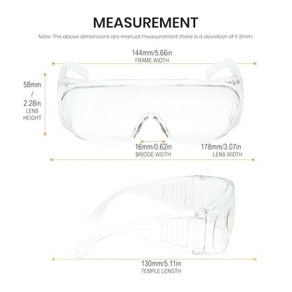 Calabria Fit Over Safety Glasses | Polarized Sunglasses Over Glasses | Wrap Around Anti-Fog | Scratch Resistant | Unisex - color: Clear