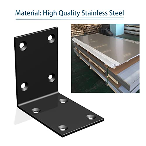 Black Stainless Steel Shelf Bracket,Joint Right Angle Bracket,L Shape Heavy Duty Metal Corner Brace Shelf Supporter for Wood Aufuga (16, 2.8x2.8x2) - size: 2.8x2.8x2