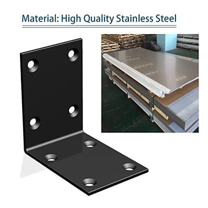 Black Stainless Steel Shelf Bracket,Joint Right Angle Bracket,L Shape Heavy Duty Metal Corner Brace Shelf Supporter for Wood Aufuga (16, 2.8x2.8x2) - size: 2.8x2.8x2