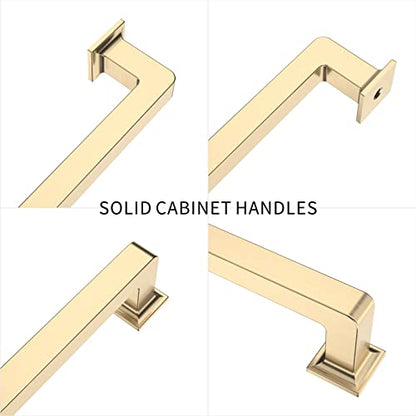 9BUILD 6 Pack 3.75 Inch Cabinet Handles - Brushed Brass Gold Pulls for Kitchen Cabinets - color: Brushed Brass, size: 3.75"/96MM Hole Center, style: 6 Pack