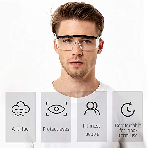 Safety glasses Industrial Goggles with Anti-fog Lens, Clear Safety glasses with Anti-Scratch UV400 protection Lens Goggles Eyeglasses - color: Black Frame