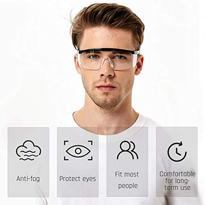Safety glasses Industrial Goggles with Anti-fog Lens, Clear Safety glasses with Anti-Scratch UV400 protection Lens Goggles Eyeglasses - color: Black Frame