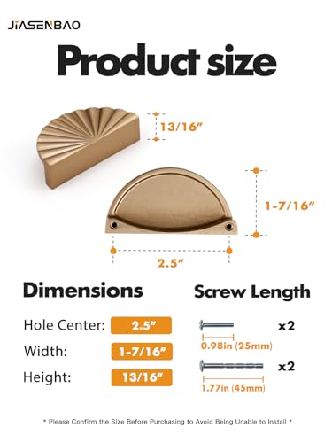 5 Pack Champagne Bronze Cabinet Pulls 2.5" Hole Center Cup Flat Drawer Pulls Kitchen Cupboard Bathroom Dresser Cabinet Hardware Handles Zinc Alloy - color: Champagne Bronze, size: 2.5"(64mm) Hole Center