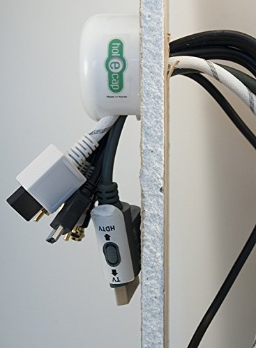 MAJCL 2-Pack: HOL-E-Cap Cable and Cord Hole Cover Wall Plate with Hole Saw Installation Kit for Drywall