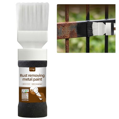 Black 2-in-1 Rust Converter & Touch Up Paint, 6.35 Fl oz, Rust Inhibitor & Anti-Rust Coating for Metal, Automotive, Chassis, UV Resistant - color: Metallic Black