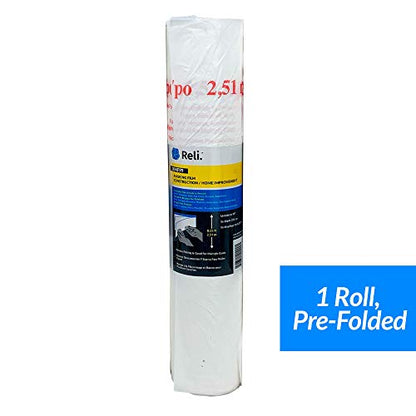 Reli. Masking Film, 1 Roll | 90' Foot x 99" Inch | Masking Plastic Film, Pre-Folded | Hand Masker for Painting & Automotive | Plastic Overspray Protection - size: 90 foot length x 99 inch width | 1 roll