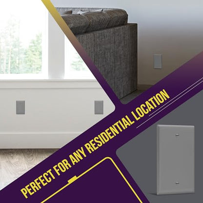 ENERLITES Blank Device Wall Plate, Blank Outlet Cover, Gloss Finish, Mid-Size 1-Gang 4.88" x 3.11", Polycarbonate Thermoplastic, 8801M-GY, Gray - color: Gray, size: Mid-size