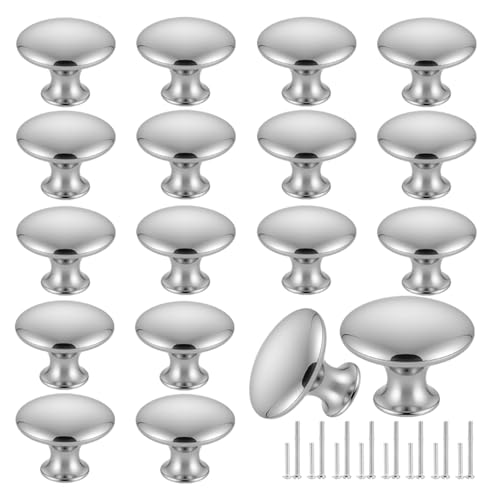 Romeda 18 Piece Drawer Knobs, Silver Cabinet Knobs with Screw, 30mm Drawer Pulls for Dresser, Kitchen, and Cabinet Drawers - color: 18 Pack | Round Top-type Silver