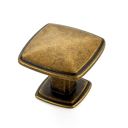 Ravinte 15 Pack Antique Brass Kitchen Cabinet Square Knob Single Hole Cabinet Hardware for Dresser Drawer Cabinet Pulls Drawer Knobs Cabinet Knobs - color: Antique Brass