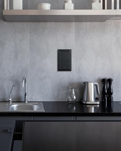 2-Pack Classic Beadboard Single Blank Wall Plate, Unbreakable Polycarbonate Wall Plate Cover, Matte Black 1 Gang Wall Plate for Unused Outlets/Switches - color: Matte Black, size: 1 Blank 2PK