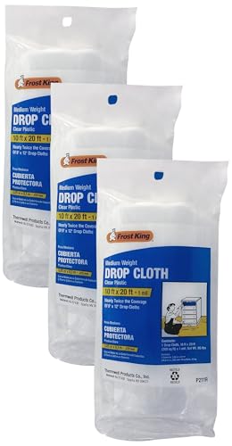 Frost King Clear Polyethylene Drop Cloths - In Rolls, 10'x20'x1 mil (Pack of 3) - size: 10' X 20' X 1mil (Pack of 3)