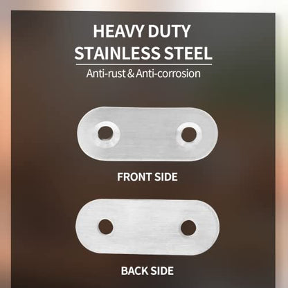 Jiozermi 24 Pcs Straight Brace, Flat Brace 1.6” x 0.6”, Stainless Steel Straight Bracket, Mending Joining Plates for Wood, Board, Bed Frame, Furniture & Shelves, Silver - size: Silver, 1.6” x 0.6”, 24 Pcs