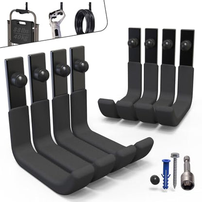8 Pack Garage Storage Hooks, Ladder Hangers, Steel Wall Mount Hooks, Utility Hooks for Hanging Heavy Duty Shed Tools, Ropes, Garden Hoses, Shovel, Bulk Items, etc.（88lbs, 4Inch） - size: 8 Pack (4 inch)