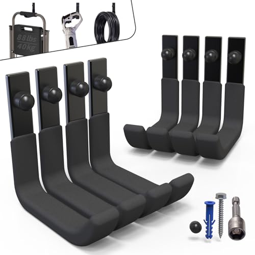 8 Pack Garage Storage Hooks, Ladder Hangers, Steel Wall Mount Hooks, Utility Hooks for Hanging Heavy Duty Shed Tools, Ropes, Garden Hoses, Shovel, Bulk Items, etc.（88lbs, 4Inch） - size: 8 Pack (4 inch)