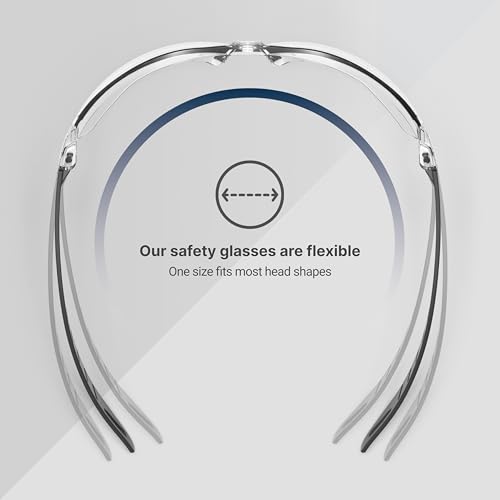 HexArmor VūFlex Clear Safety Glasses for Men & Women | Anti-Fog or Scratch Resistant | Lightweight Frame | 100% UV Protection - color: Anti-fog | Black Frame