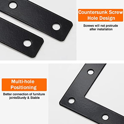 Waziaqoc 10pcs Flat L Corner Braces (80x80mm/3.15"x3.15"), Stainless Steel Corner Brackets Joint Right Angle Bracket Furniture Flat Repair Mending Plates with Screws for Wood - size: 10pcs 80 X 80 Mm