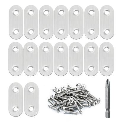 16 Pack Flat Plate Straight Brackets 40MM Stainless Steel Flat Metal Braces,Repair Bracket with Screws - size: 40mm / 16 Pcs