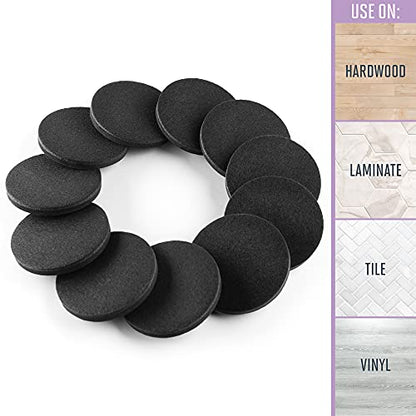Super Sliders 4733395N Reusable Furniture Sliders for Hardwood Floor- Quickly and Easily Move Items with Felt Floor Protectors, 3-1/2" Black (16 Pack)