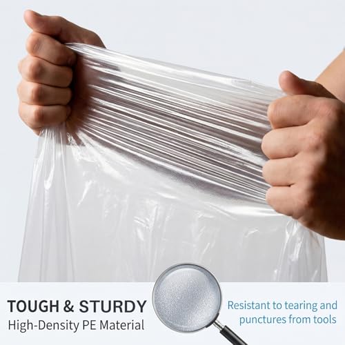 RAINFLOW Plastic Sheeting Heavy Duty - 6 PCS Disposable Clear Tarp Waterproof 0.4 Mil 9.8 X 9.8 Ft Dust Cover for Furniture, Couch and Floor Protection During Painting Lightweight Anti-Dust Cover
